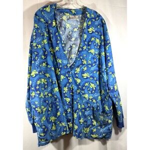 Vintage Animal Kingdom Scrubs Turtle Print Scrub Jacket Size 2XL